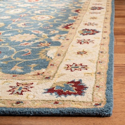 Heirloom Blue and Beige Hand-Spun Wool 5' x 8' Area Rug