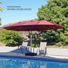 Home Zone Living 15x9 Ft Double Head Patio Umbrella with Base, 36 LED Lights, Sand Bags, UV Resistant & Waterproof, 213 LBS Total Weight, Burgundy Red - 3 of 4