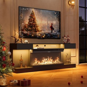 WOWLIVE 80" Fireplace TV Stand with LED Lights and Charge Station, Sleek Modern Entertainment Center with Storage for Living Room - 1 of 4
