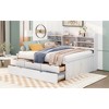Full Size Wooden Captain Bed with Built-in Bookshelves,Three Storage Drawers and Trundle - 3 of 4
