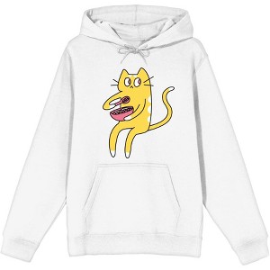 Derpy Kitty Cat With Pink Bowl
 Adult Long Sleeve Hoodie - 1 of 2