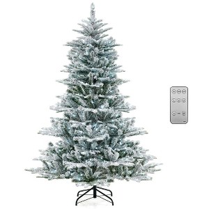 Resenkos 6-Ft Snow Flocked Artificial Christmas Tree with Cool White LEDs - Green/White - 1 of 4