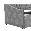 Sapphtopaz Daybed with 2 Storage Drawers Upholstered Wood Bed Frame with Button Tufting and Nailhead Design, No Box Spring Needed - 4 of 4
