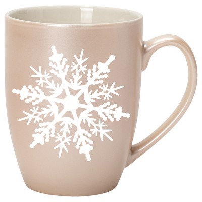 Elanze Designs Snowflake Bold Line Precious Pearl 10 ounce New Bone China Coffee Cup Mug