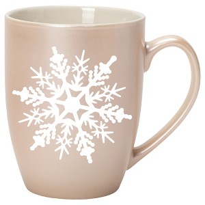 Elanze Designs Snowflake Bold Line Precious Pearl 10 ounce New Bone China Coffee Cup Mug - 1 of 1