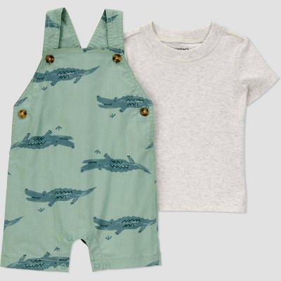 Carter's Just One You® Baby Boys' Gator Shortalls Set - Green