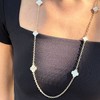 Adornia Gold Plated 36" Mother of Pearl Flower Station Necklace - 3 of 4