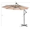 Costway 10FT Cantilever Solar Powered 32LED Lighted Patio Offset Umbrella Outdoor Red\Beige\Coffee\Blue\Navy - 4 of 4