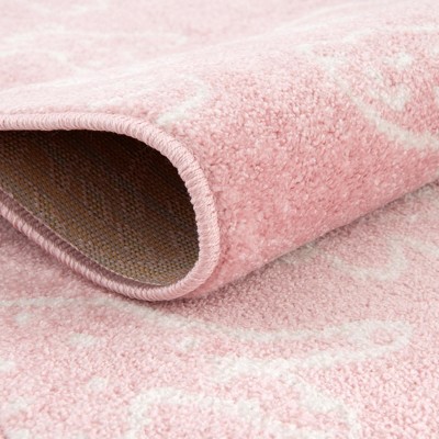 Pink and Ivory Safari Animals Kids Rectangular Rug