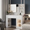 White Particle Board Veneered with Textured Melamine, 2 Drawers, 1 Glass Door, Left and Right 2-tier Shelves, Glass Tabletop, Dressing Table - 4 of 4