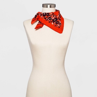 Adult Floral Print Bandana - Red