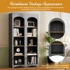 Set of 2 Farmhouse Kitchen Pantry Cabinet,Bookshelves with Adjustable Shelves,72" 5-Tier Arched Display Cabinet for Living Room-Baofuwish - 3 of 4
