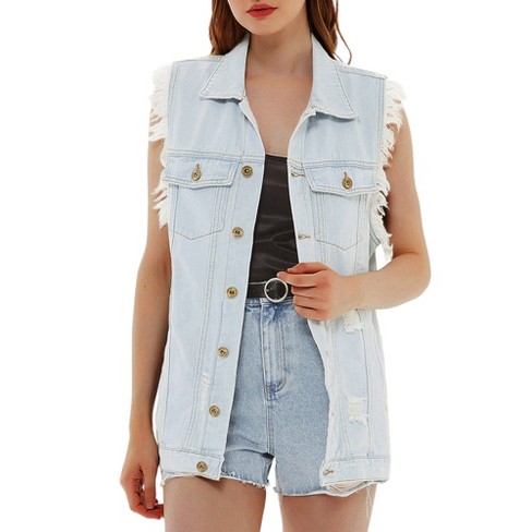 Anna-Kaci Women's Classic Distressed Denim Jacket Long Sleeve Button Down Ripped Boyfriend Jean Trucker Jackets