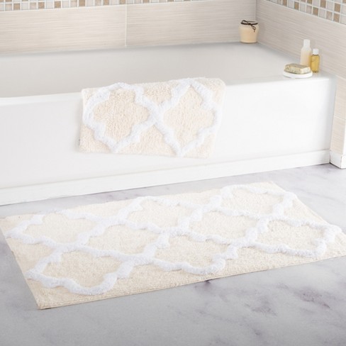 Hastings Home 100% Cotton 2 Piece Trellis Bathroom Mat Set - Bone : Target