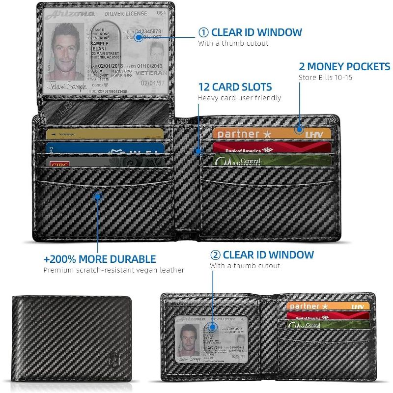 Maison Wallet for Men Slim Rfid Leather 2 ID Window