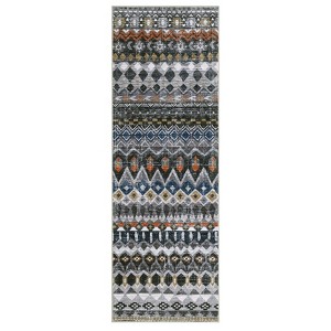 Washable Vintage Printed Rug Non Slip Low Pile Rug Soft Throw Floor Cover Foldable Indoor Carpet for Living Room Bedroom,Grey/2'x6' - 1 of 4