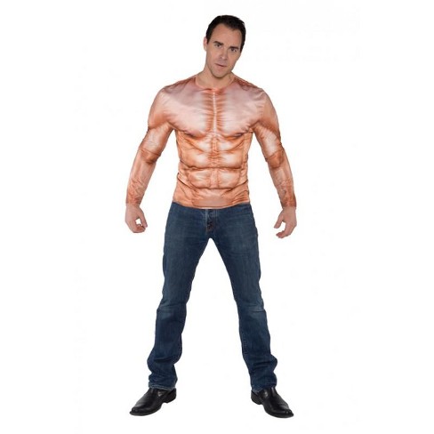 Underwraps Padded Muscles Photo Real Shirt Adult Costume One Size : Target