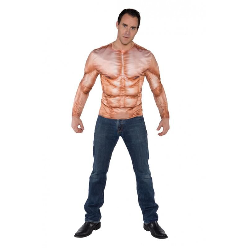 Padded Muscles Photo Real Shirt Adult Costume, 1 of 2