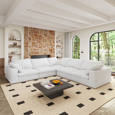 NicBex Couches for Living Room Feather-filled Seat Sofa Couches Comfy Upholstered 1pc Modular Design Sofa