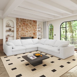 NicBex Couches for Living Room Feather-filled Seat Sofa Couches Comfy Upholstered 1pc Modular Design Sofa - 1 of 4