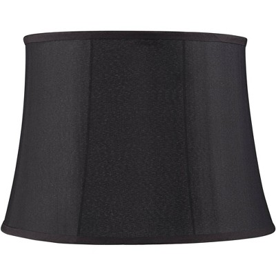 Springcrest Black Faux Silk Medium Tapered Drum Lamp Shade 13" Top x 16" Bottom x 11" Slant x 11" High (Spider) Replacement with Harp and Finial