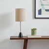 HomeRoots 28" Black and Gold Marble and Metal Table Lamp With Beige Drum Shade - 2 of 3