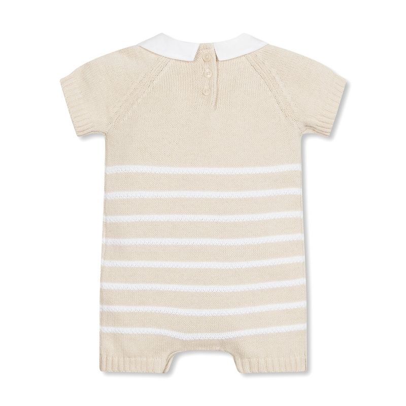 Hope & Henry Layette Baby Short Sleeve Peter Pan Collar Sweater Romper, Infant, 3 of 5