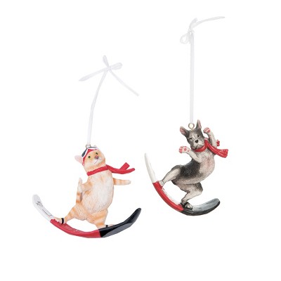 Gallerie II Cat/Dog Snowboard Ornaments, A/2