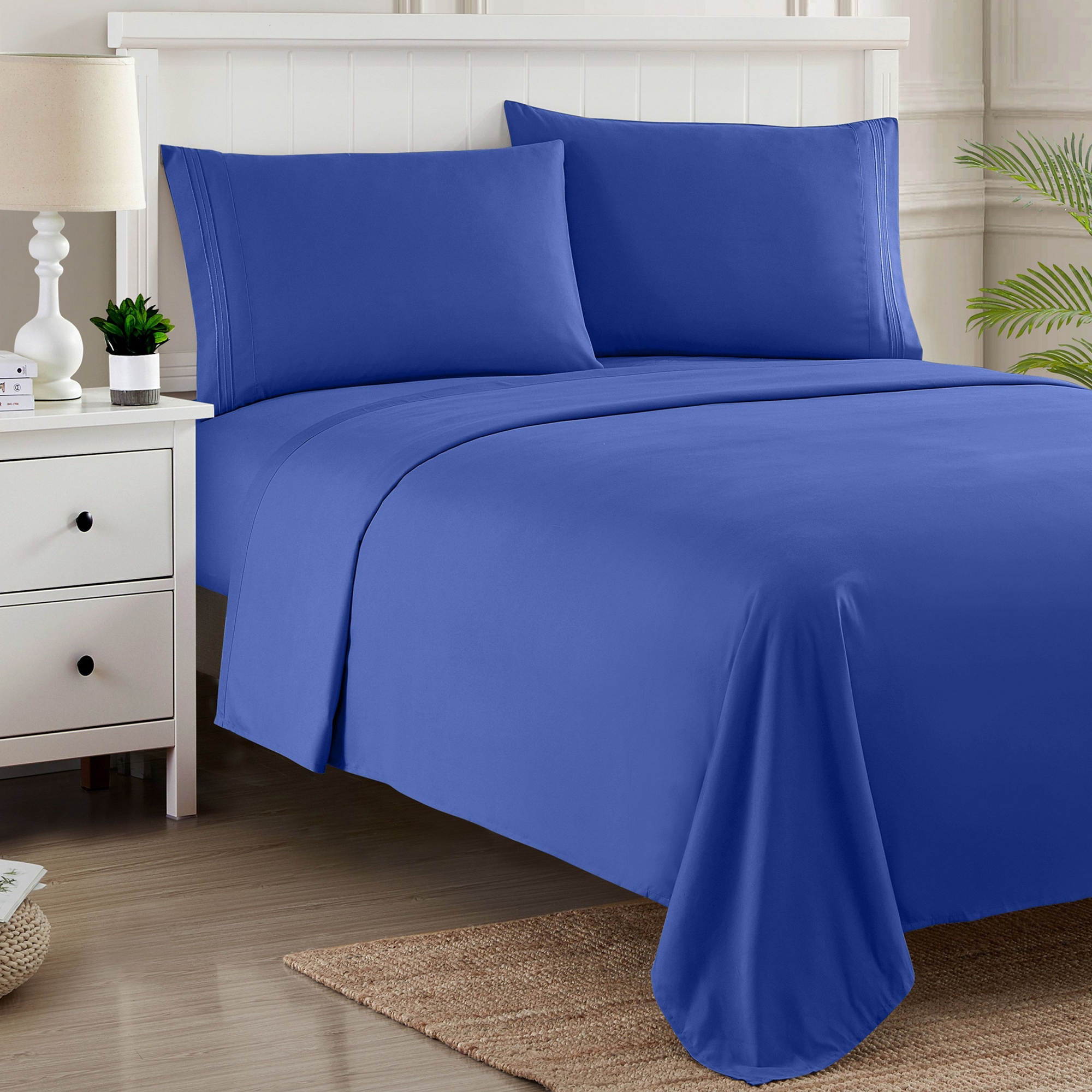 4 Piece Sheet Set, Ultra Soft 1800 Series Collection - Queen, Royal Blue