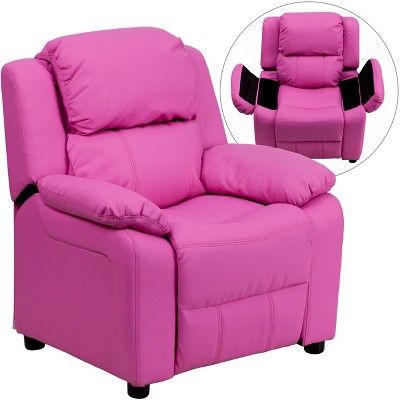 Flash Furniture Deluxe Padded Contemporary Hot Pink Vinyl Kids Recliner ...