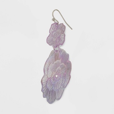 Filigree Rose Floral Drop Earrings - Wild Fable&#8482; Lilac Purple