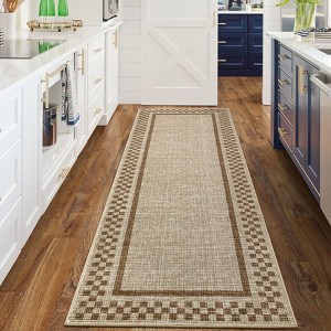 2x6FT Modern Washable Area Rug for Living Room, Bordered Print Floor Rug with Non Slip Backing, Low Pile Stain Resistant Indoor Carpet for Dorm - 1 of 4