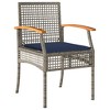 vidaXL 9 Piece Patio Dining Set with Cushions Gray Poly Rattan - 70.9" Table Length Chair 8 - 3 of 4