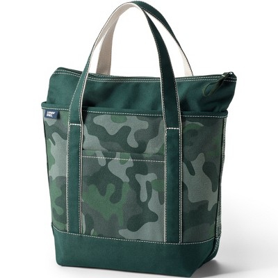 Lands' End Zip Top Long Handle Canvas Tote Bag