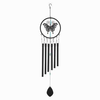 Transpac Metal 27 in. Gray Spring Butterfly Garden Chime