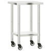 vidaXL Kitchen Work Table with Wheels 21.7"x21.7"x33.5" Stainless Steel - 2 of 4