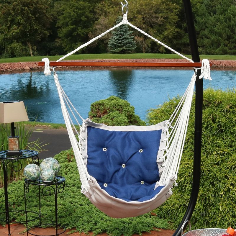 Sunnydaze Large Tufted Victorian Hammock Chair Swing for Backyard and Patio - 300 lb Weight Capacity, 2 of 9