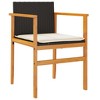 vidaXL Patio Chairs with Cushions 2 pcs Black Poly Rattan&Solid Wood - 4 of 4