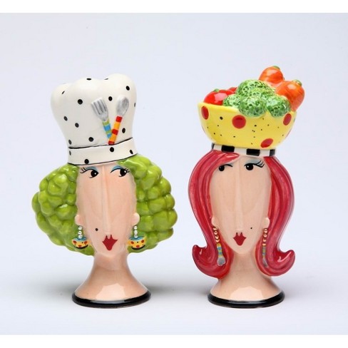 Kevins Gift Shoppe Ceramic Chef Lady Salt and Pepper Shakers - image 1 of 3