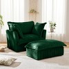 SKRAN 49" Armchair with Ottoman,Upholstered Comfy Corduroy Lounge Chair with 2 Large Soft Pillows,for Living Room Bedroom(Green,1 Seat + 1 Ottoman) - 2 of 4
