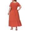 Agnes Orinda Women's Plus Size Short Sleeve Crew Neck Basic Swing Flowy Ruffle Maxi A Line Dresses - 4 of 4