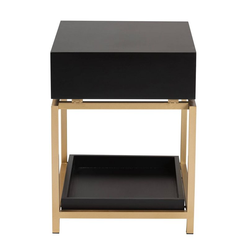 Melosa Wood and Metal 1 Drawer End Table - Baxton Studio, 6 of 12