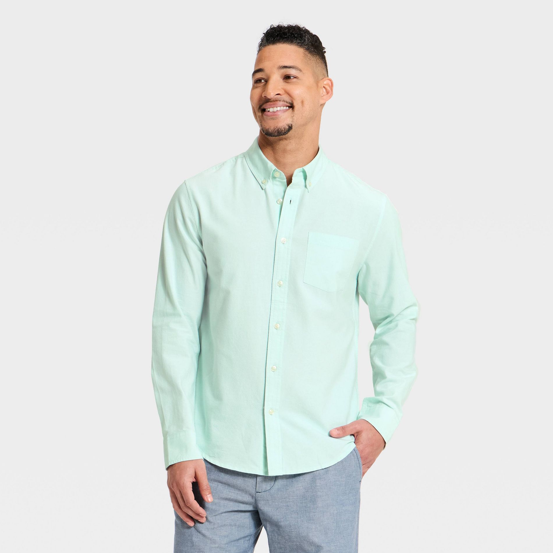 Men's Every Wear Long Sleeve Oxford Button-Down Shirt - Goodfellow & Co™ Mint Green M