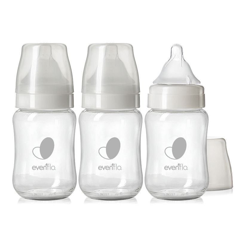 Evenflo 3pk Balance Wide-Neck Anti-Colic Baby Bottles Glass - 6oz, 5 of 12