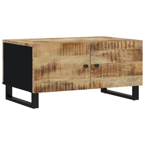 vidaXL Rectangular Coffee Table - Solid Mango Wood & Engineered Wood - Brown Light Industrial Style with Spacious Storage - image 1 of 4