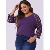 Agnes Orinda Women's Plus Size Top Raglan Floral Print V Neck 3/4 Sleeve Peasant Blouse - 2 of 4