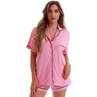 #FollowMe Womens Button-Down Pajama Pant Set with Notch Collar  Elegant & Comfortable Sleepwear