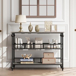 Homhougo Console Table, 3-Tier Sofa Tables Narrow Entryway Table with Storage Gray - 1 of 4