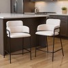 HomeRoots Set of Two 26" Cream and Black Faux Shearling and Steel Counter Height Bar Chairs - 2 of 4