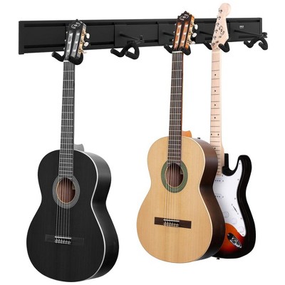 Pyle Guitar Keeper Bundle - 5 Adjustable String Swing Guitar Hangers with Wall Mount Bracket - PGST56